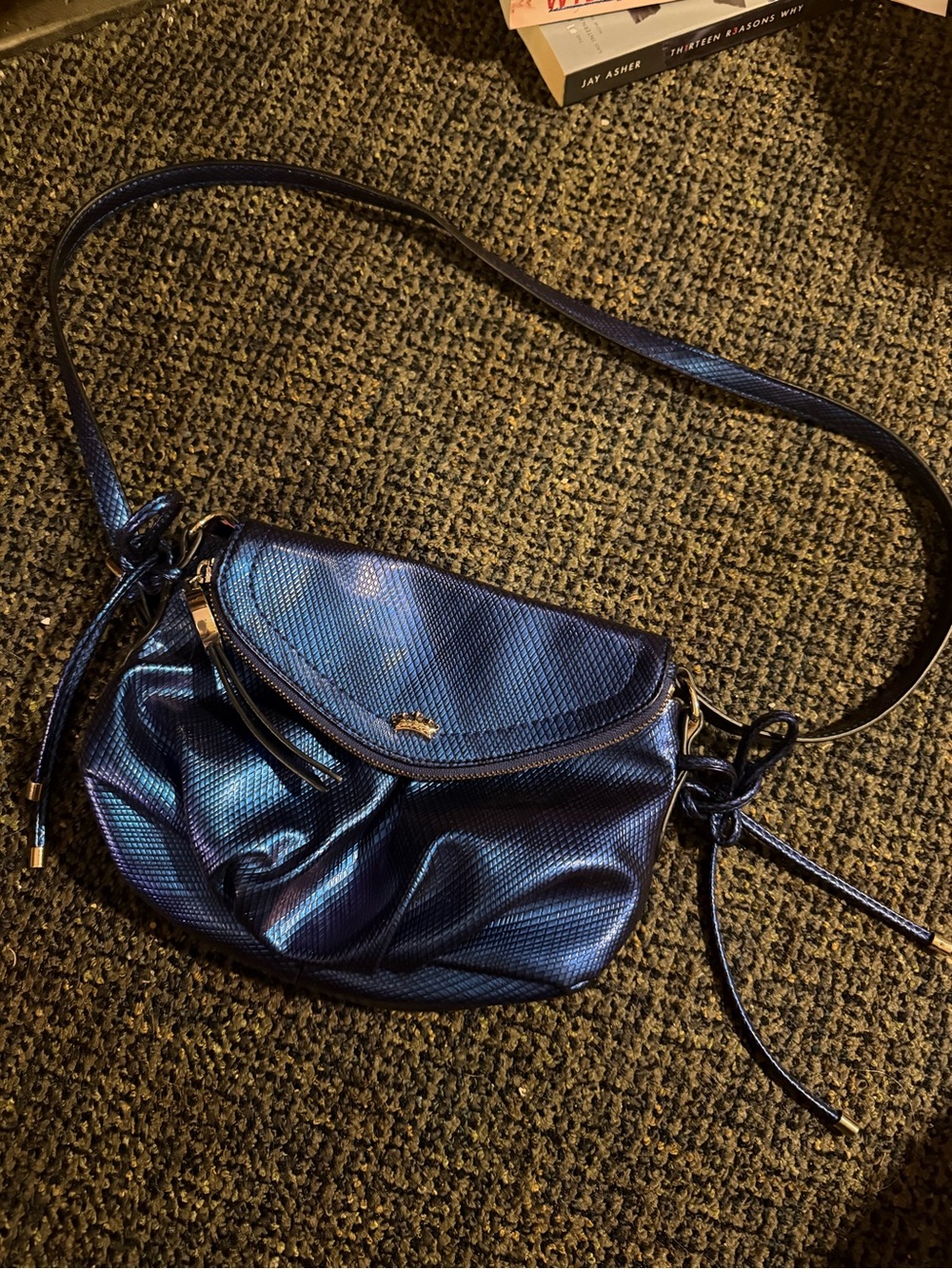 Juicy Couture Metallic Navy Blue Crossbody Bag